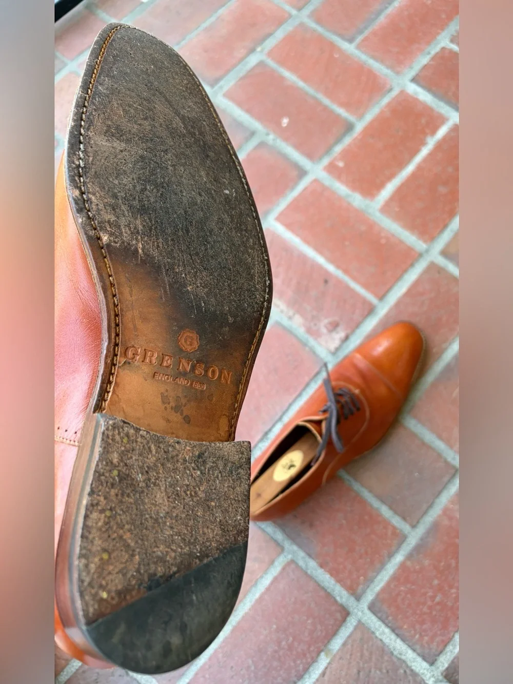 Grenson England Cognac Oxford Cap Toe UK8F/US9